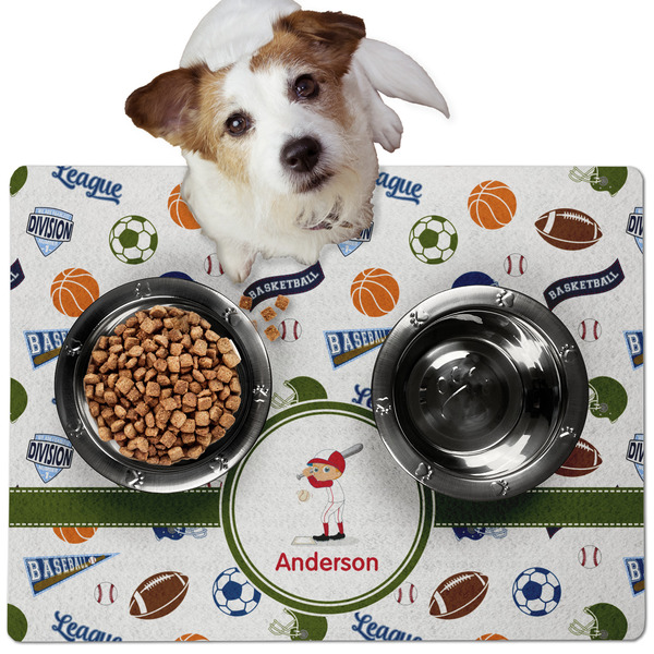 Custom Sports Dog Food Mat - Medium w/ Name or Text