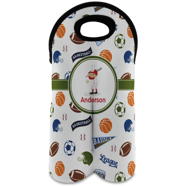 Custom Sports Wine Tote Bag (2 Bottles) (Personalized)