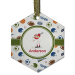 Sports Flat Glass Ornament - Hexagon w/ Name or Text