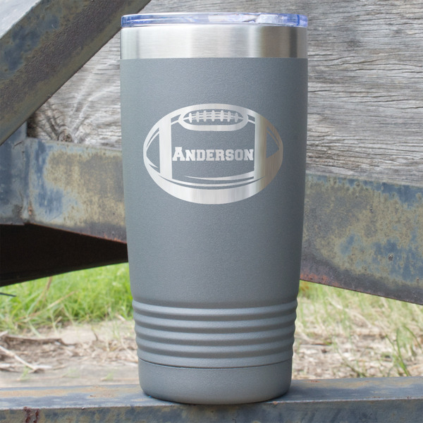 Custom Sports 20 oz Stainless Steel Tumbler - Grey - Double Sided (Personalized)