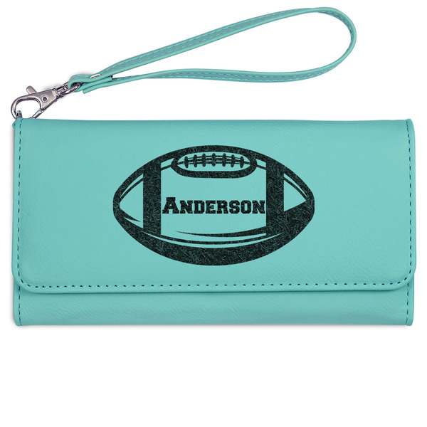 Custom Sports Ladies Leatherette Wallet - Laser Engraved- Teal (Personalized)