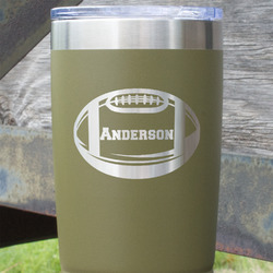 Sports 20 oz Stainless Steel Tumbler - Olive - Double Sided (Personalized)
