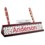 Sports Red Mahogany Nameplate with Business Card Holder (Personalized)