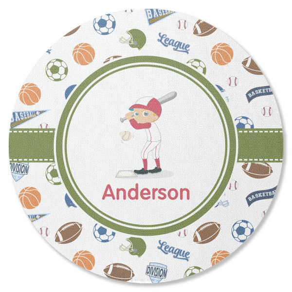 Custom Sports Round Rubber Backed Coaster (Personalized)