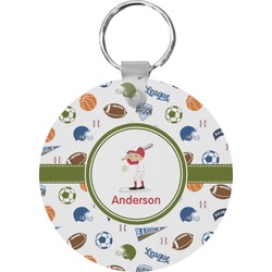 Sports Round Plastic Keychain (Personalized)