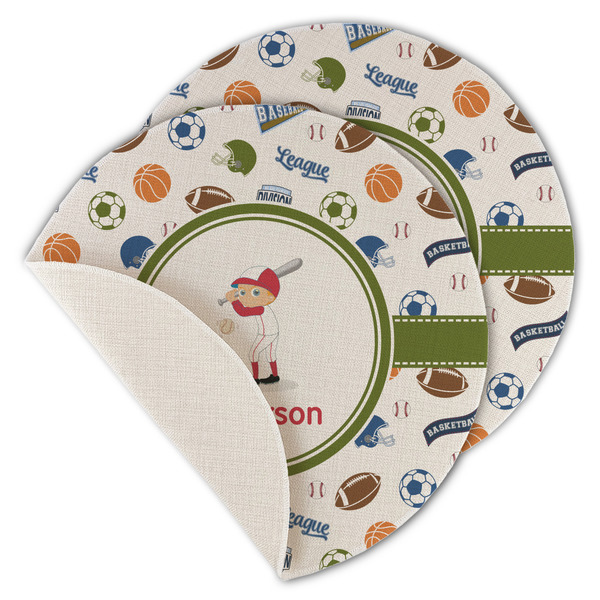 Custom Sports Round Linen Placemat - Single Sided - Set of 4 (Personalized)