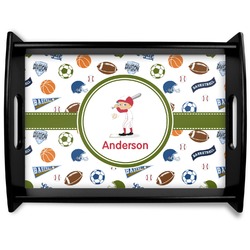 Sports Black Wooden Tray - Large (Personalized)