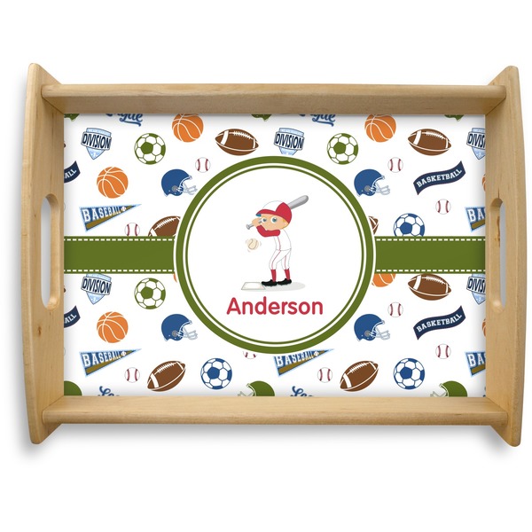 Custom Sports Natural Wooden Tray - Large (Personalized)