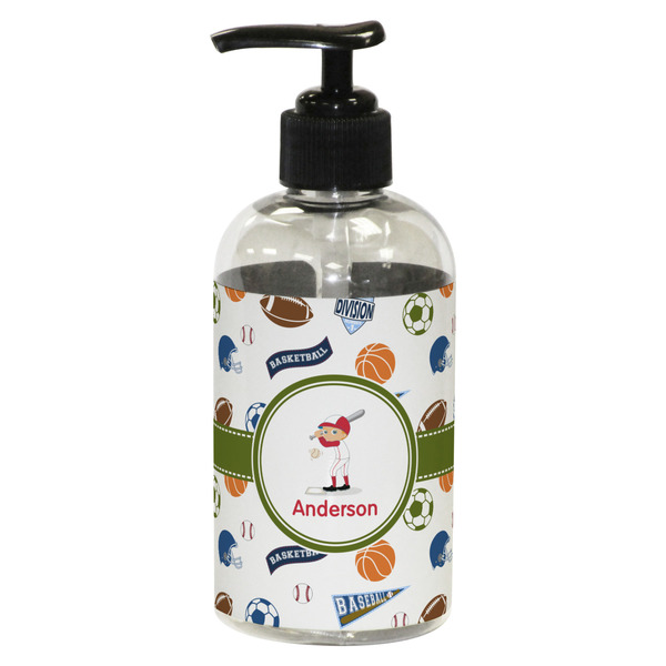 Custom Sports Plastic Soap / Lotion Dispenser (8 oz - Small - Black) (Personalized)