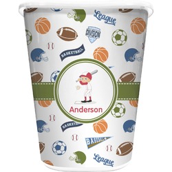 Sports Waste Basket - Double Sided (White) (Personalized)