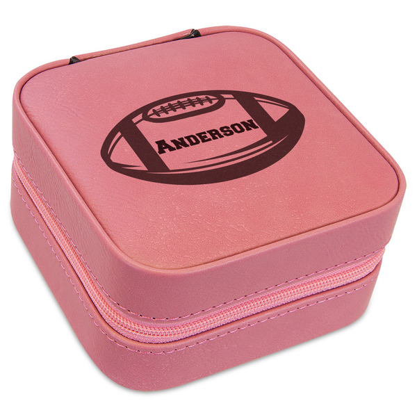 Custom Sports Travel Jewelry Boxes - Pink Leather (Personalized)