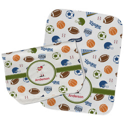 Sports Burp Cloths - Fleece - Set of 2 w/ Name or Text