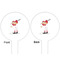 Sports White Plastic 6" Food Pick - Round - Double Sided - Front & Back