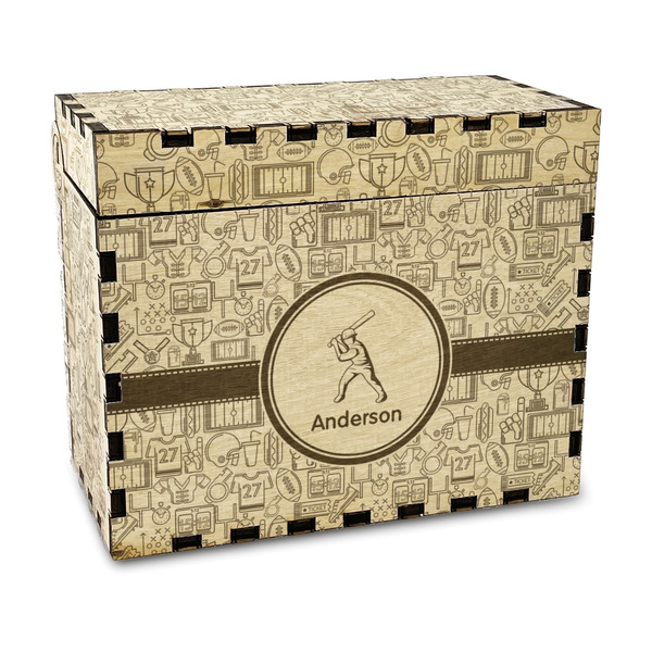 Custom Sports Wood Recipe Box - Laser Engraved (Personalized)