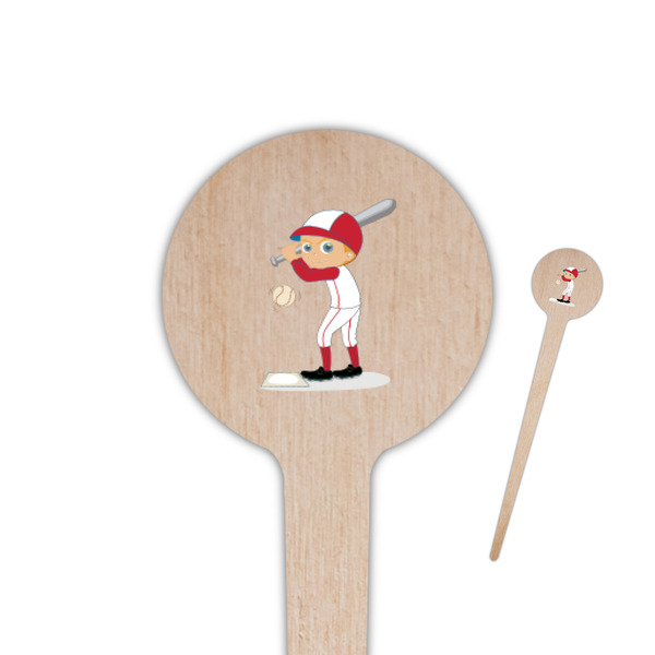 Custom Sports 4" Round Wooden Food Picks - Double Sided