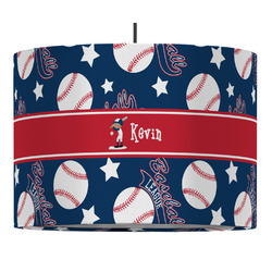 Baseball 16" Drum Pendant Lamp - Fabric (Personalized)