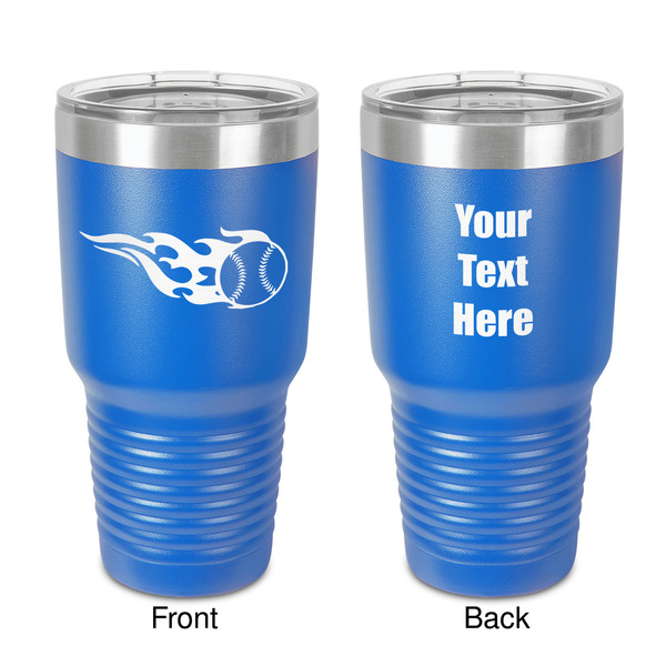 Custom Baseball 30 oz Stainless Steel Tumbler - Royal Blue - Double-Sided (Personalized)