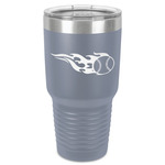 Baseball 30 oz Stainless Steel Tumbler - Grey - Single-Sided