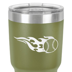 Baseball 30 oz Stainless Steel Tumbler - Olive - Double-Sided (Personalized)