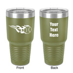 Baseball 30 oz Stainless Steel Tumbler - Olive - Double-Sided (Personalized)