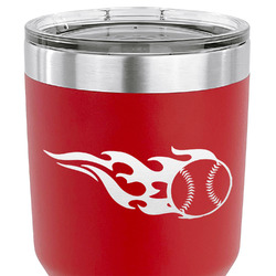 Baseball 30 oz Stainless Steel Tumbler - Red - Single Sided