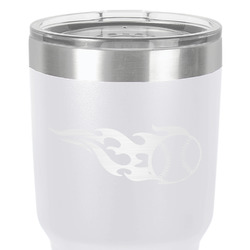 Baseball 30 oz Stainless Steel Tumbler - White - Single-Sided