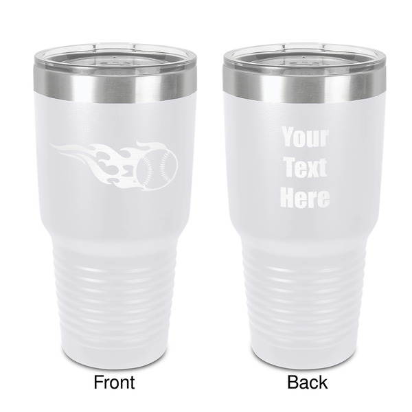 Custom Baseball 30 oz Stainless Steel Tumbler - White - Double-Sided (Personalized)