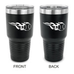 Baseball 30 oz Stainless Steel Tumbler - Black - Double Sided (Personalized)