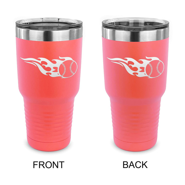 Custom Baseball 30 oz Stainless Steel Tumbler - Coral - Double Sided (Personalized)