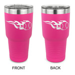 Baseball 30 oz Stainless Steel Tumbler - Pink - Double Sided (Personalized)