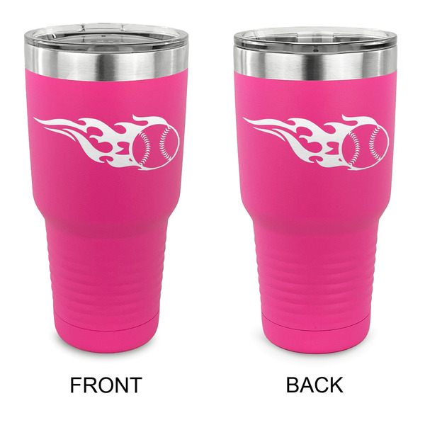 Custom Baseball 30 oz Stainless Steel Tumbler - Pink - Double Sided (Personalized)