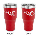 Baseball 30 oz Stainless Steel Tumbler - Red - Double Sided (Personalized)