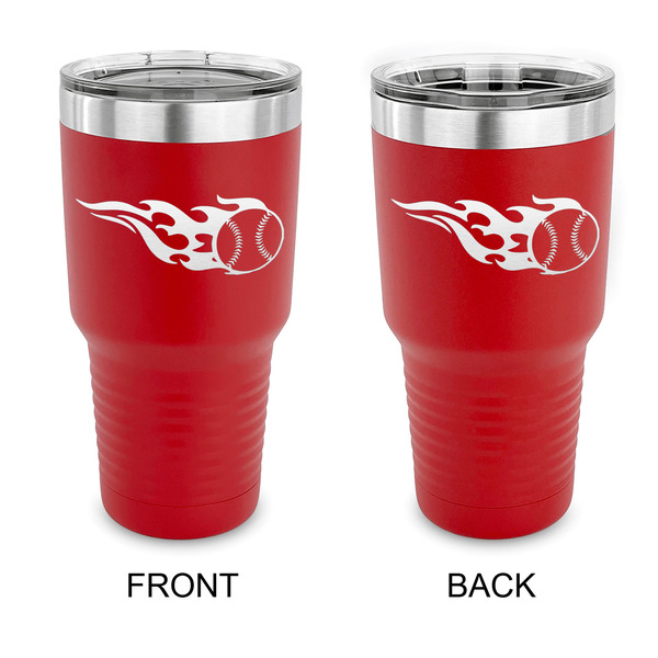 Custom Baseball 30 oz Stainless Steel Tumbler - Red - Double Sided (Personalized)