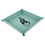 Baseball Faux Leather Dice Tray - 9" x 9"  - Teal