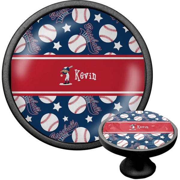 Custom Baseball Cabinet Knob (Black) (Personalized)