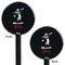 Baseball Black Plastic 5.5" Stir Stick - Double Sided - Round - Front & Back