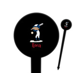 Baseball 6" Round Plastic Food Picks - Black - Single Sided (Personalized)