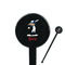 Baseball Black Plastic 7" Stir Stick - Round - Closeup