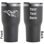 Baseball RTIC Tumbler - Black - Engraved Front & Back (Personalized)