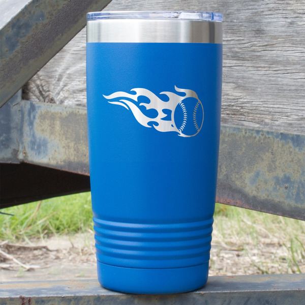 Custom Baseball 20 oz Stainless Steel Tumbler - Royal Blue - Double Sided (Personalized)