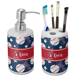 Baseball Ceramic Bathroom Accessories Set (Personalized)