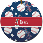 Baseball Round Ceramic Ornament w/ Name or Text