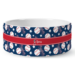 Baseball Ceramic Dog Bowl - Large (Personalized)