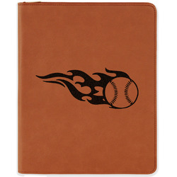 Baseball Leatherette Zipper Portfolio with Notepad - Double Sided (Personalized)