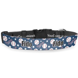 Baseball Deluxe Dog Collar - Large (13" to 21") (Personalized)