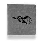 Baseball Leather Binder - 1" - Grey (Personalized)