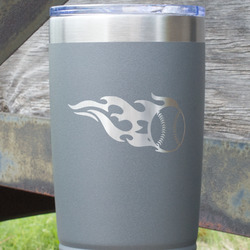 Baseball 20 oz Stainless Steel Tumbler - Grey - Double Sided (Personalized)
