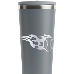 Baseball RTIC Everyday Tumbler with Straw - 28oz - Grey - Double-Sided (Personalized)