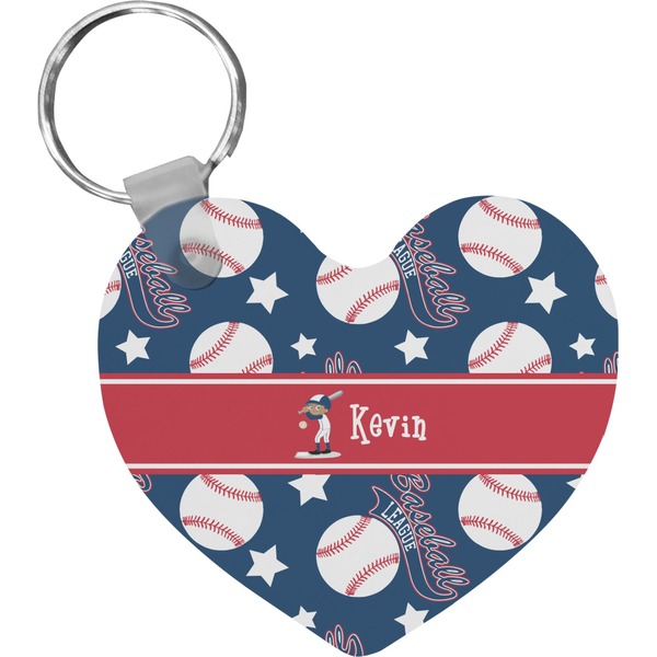 Custom Baseball Heart Plastic Keychain w/ Name or Text