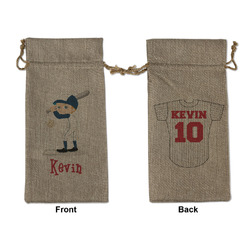 Baseball Large Burlap Gift Bag - Front & Back (Personalized)